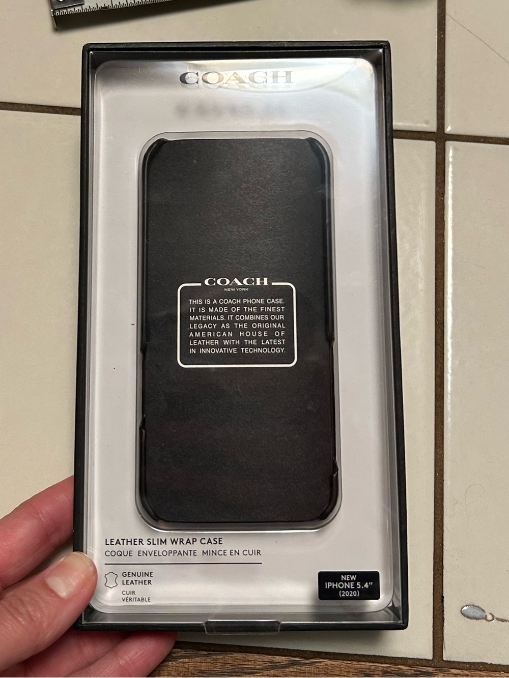 COACH Black Leather Slim Wrap Phone Case